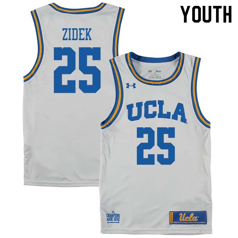 Youth #25 George Zidek UCLA Bruins College Basketball Jerseys Sale-White